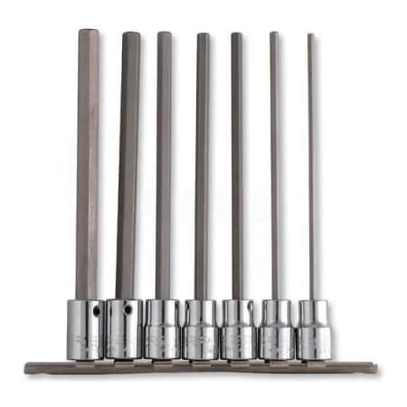 Urrea Urrea Hex Tip Socket Set, , 3/8" Drive, 7 Pieces, W/Clips & Rail 4990-7L